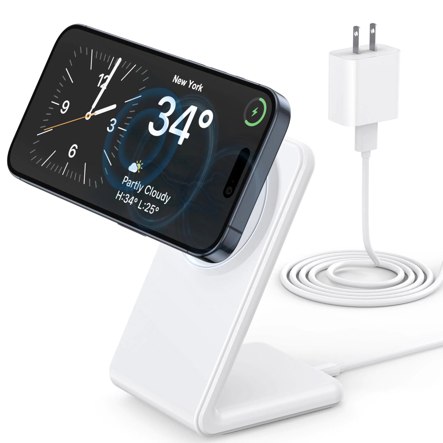 Magnetic Wireless Charger for iPhone Charger 15W Fast Magsafe Charger Stand Wireless Charging Station Pad Compatible with Apple iPhone 15 14 13 12 Pro Max Mini Plus AirPods Pro 3 2 20W AC Adapter