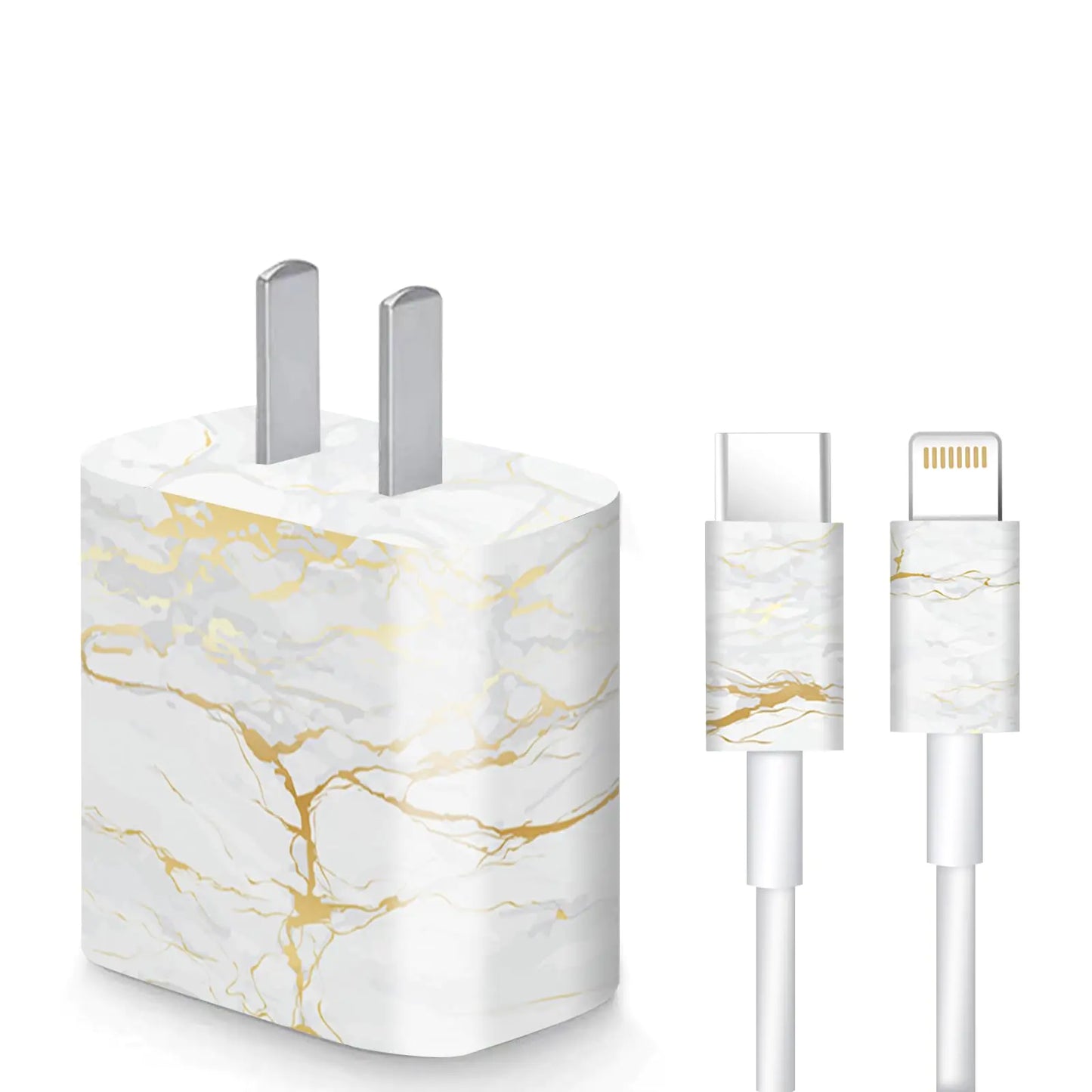 Charger Skin Charger Decal Wrap Compatible with iPhone 18W / 20W Charger Wall Charger Stickers Marble