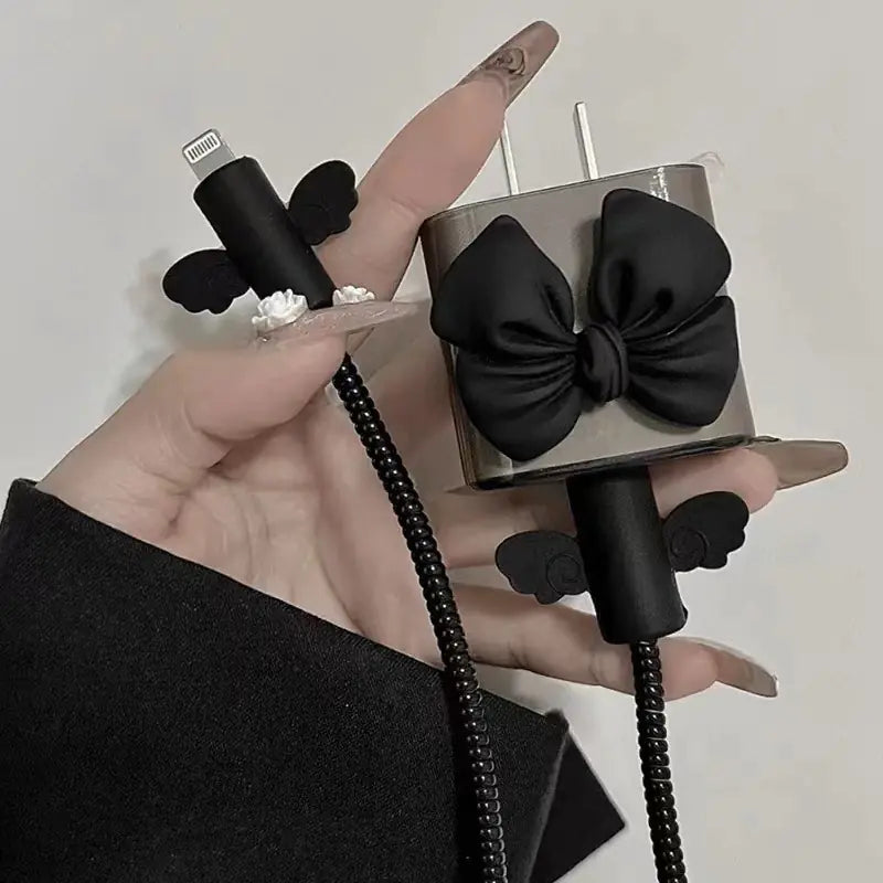 4-Piece Black Accessories Set for iPhone Charger