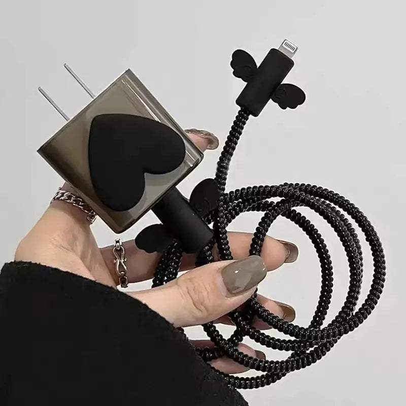 4-Piece Black Accessories Set for iPhone Charger