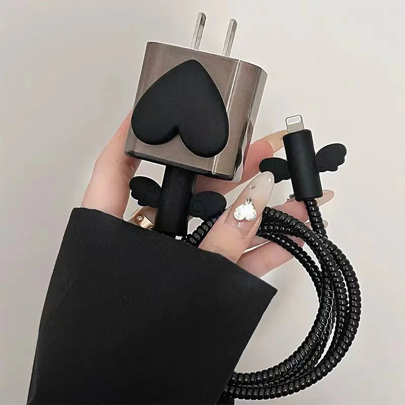 4-Piece Black Accessories Set for iPhone Charger