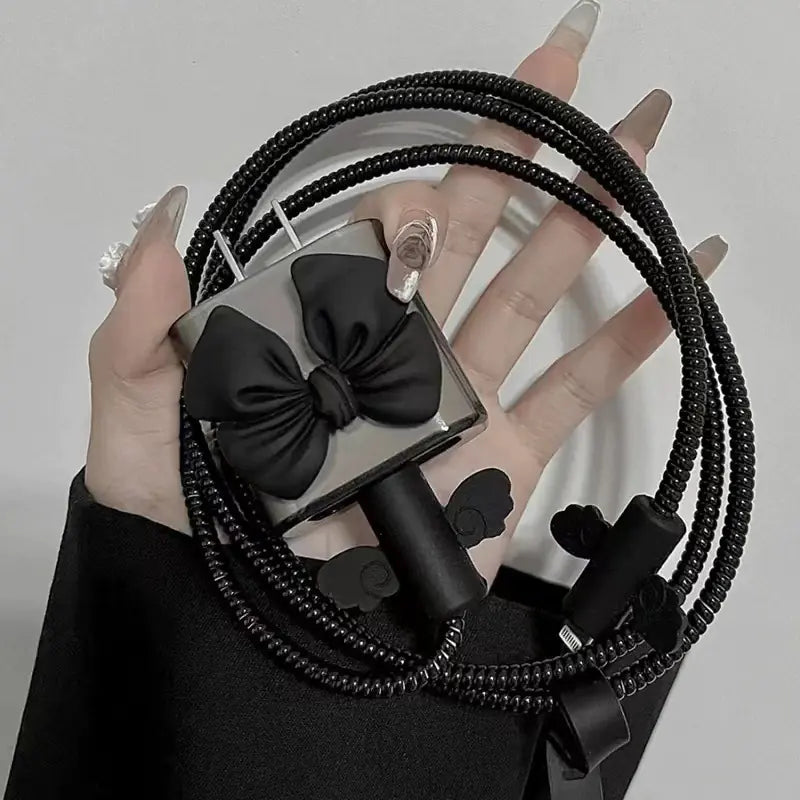 4-Piece Black Accessories Set for iPhone Charger